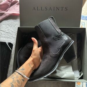 All Saints Black Leather Boots